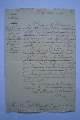 lettre informant que la démission du secrétaire bibliothécaire Mauduit est acceptée à partir du 1...