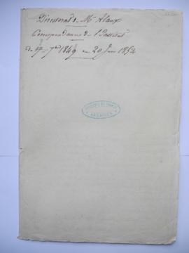 « Directorat de Mr Alaux. Correspondance de l’Institut du 8 7bre 1848 au 20 Juin 1852 », pochette...