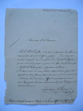 lettre remettant 15 écus romains et une note au verso sur les pensionnaires Jérôme et Moulignon d...