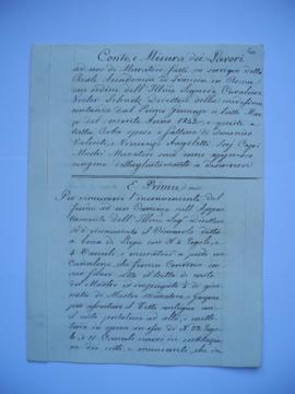 cahier des comptes et quittance pour les travaux du 1er janvier à mars 1842, de Vincenzo Angelett...