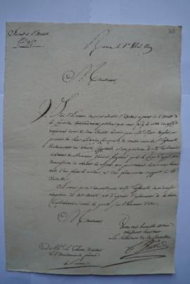 lettre jointe à l’arrêté de la Consulte numéro 957, de Balbe, secrétaire de l’Académie, à Lethièr...