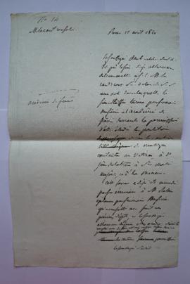 lettre demandant la permission de consulter les partions manuscrites se trouvant au Vatican, Sain...