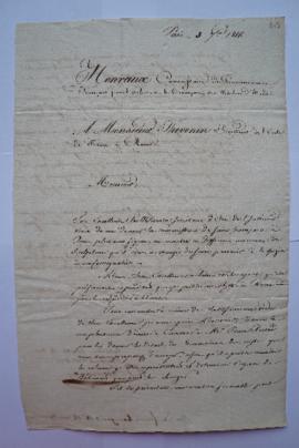 lettre concernant l’expédition des figures en marbre à Paris, de Henraux, commissaire du gouverne...