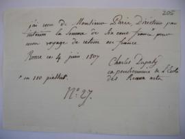 « n°27 » : quittance signée de Louis-Charles Dupaty, fol. 205