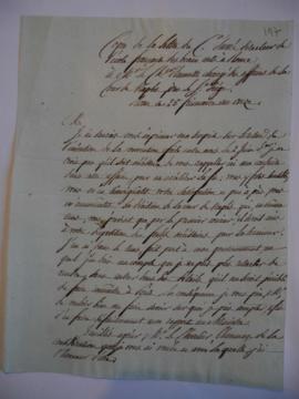 « Copie de la lettre du C.r Suvée directeur de l'école française des beaux arts à Rome à Mr Le Ch...