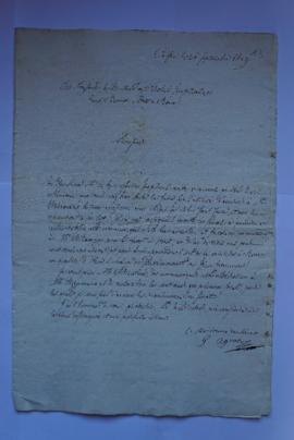 lettre servant de sous-pochette contenant les fol. 14-15, lettre jointe au décret accordant à Piz...