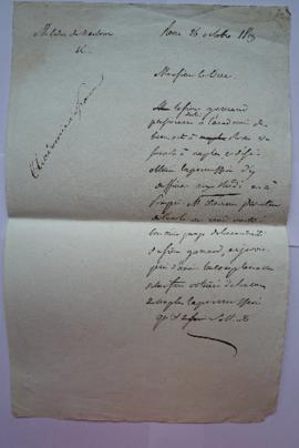 lettre demandant d’accorder à Gernaud, pensionnaire architecte se rendant à Naples sa recommandat...