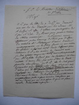 lettre en faveur de la prolongation de la pension d’Achille Lecrerc, de Lethière au ministre de l...