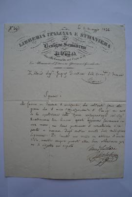 lettre informant de l’expédition des ouvrages de la part du secrétaire de l’Académie des beaux-ar...