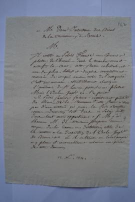 lettre demandant de mettre à la disposition de l’Académie un plâtre d’Hercule provenant du Palais...