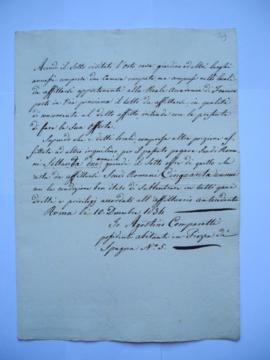 lettre présentant la candidature pour la location du local de la via Pinciana, d’Agostino Compare...