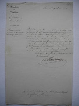 « Renvoi d’une pétition de M. Amédée Durand pour avis », lettre servant de sous-pochette, du mini...