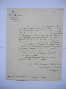 lettre concernant le projet de budget pour l’exercice 1852, de Guizard, directeur des Beaux-arts,...
