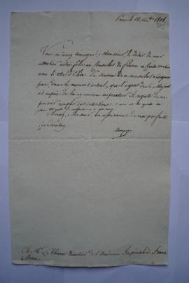 lettre expliquant le refus à la demande de Lethière d’attacher son fils au Consulat de France à C...
