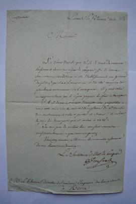lettre demandant avis de Lethière sur le mérite des plâtres proposés par M. Nocchi, professeur de...