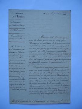 lettre autorisant le directeur à considérer l’architecte Guénepin comme pensionnaire en permissio...