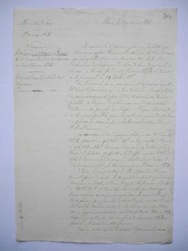 lettre sur le 4e et dernier bordereau des dépenses pendant l’exercice 1854 et versement pour le s...