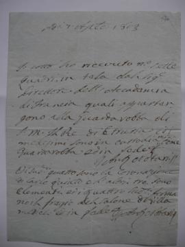 Accusé de réception de sept tableaux de la Villa Medici appartenant au roi d’Étrurie, d’Antonio N...