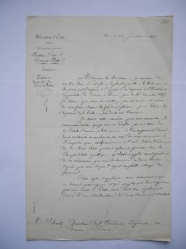 lettre relative à l’émargement donné au nom des créanciers, de  F. Mercey, directeur des Beaux-arts