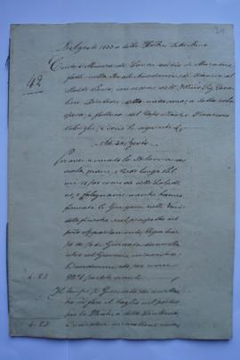 cahier de comptes et quittance pour les travaux d’août à décembre 1833, du maçon Francesco Osleng...