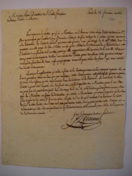 Lettre de J. Récamier, banquier à Joseph-Benoît Suvée, fol. 117-117bis