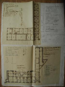 Plan des logements aménagés dans la Villa (entresol, premier étage), avec le nom de leurs occupan...