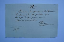 quittance pour la copie du premier envoi, du compositeur Ambroise Thomas à Horace Vernet, fol. 424