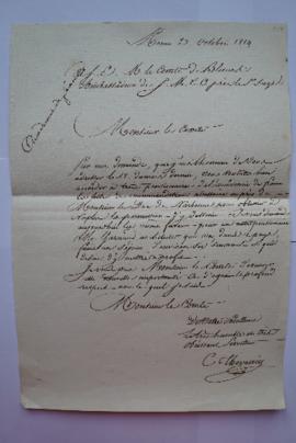 lettre demandant la permission de dessiner à Naples pour Garnaud, pensionnaire architecte, de Cha...