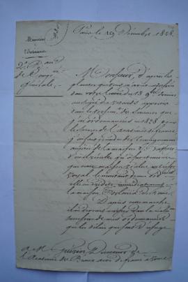 lettre donnant des explications au sujet des erreurs de calcul dans les comptes approuvés de 1827...