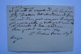 quittance pour les visites médicales des pensionnaires durant l’année 1834, du chirurgien Girolam...