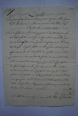 cahier des comptes et quittance pour les travaux du 26 septembre 1824, du serrurier Marco Carlucc...