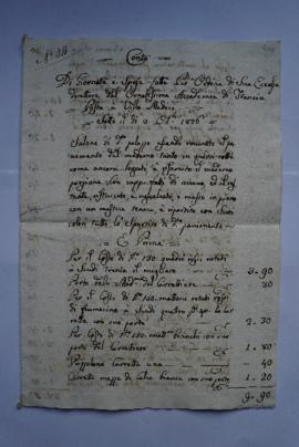 cahier des comptes et quittance pour les travaux d’octobre à novembre 1826, de Tommaso Palombi à ...