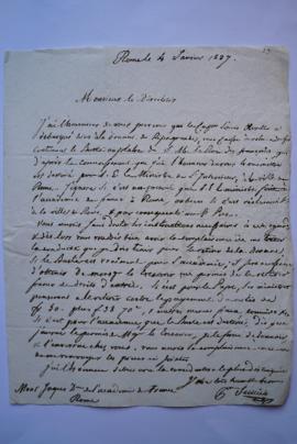 lettre informant de l’envoi à Rome du buste du roi des Français, Louis- Philippe, du transporteur...