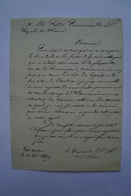 lettre ordonnant de se rendre sur le champ à Florence pour éviter le scandale du conflit entre M....