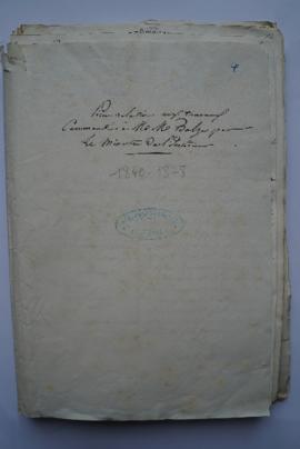 pochette « Pieces relatives aux travaux Commandés à M M Balze par le Ministre de l’Intérieur [184...