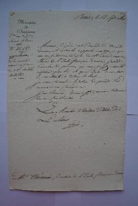 lettre informant de l’approbation de la mesure proposé en faveur de Hippolyte Chérald, pensionnai...