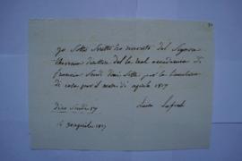 quittance pour le linge de maison du mois d’avril 1817, de Luisa Lafonte à Charles Thévenin, fol. 97
