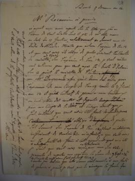 Brouillon de lettre concernant l’examen des comptes de l’an XII, de Joseph-Benoît Suvée à Récamie...
