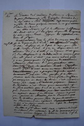 lettre au sujet des fonds de l’Académie, de Lethière à Degérando, maître des requêtes et secrétai...
