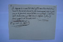 quittance pour l’huile fournie à l’Académie en 1827, de Domenico Coletti à Pierre-Narcisse Guérin...