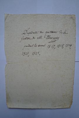 « Dupplicata des quittances de la Gestion de M. Thevenin pendant les années 1817, 1818, 1819, 182...