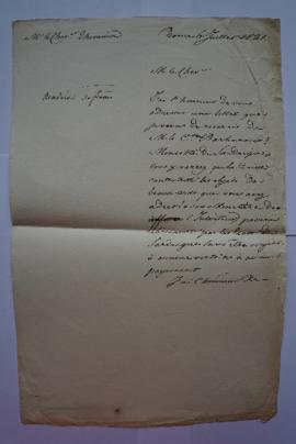 lettre accompagnant la réponse, du comte Barbaroux, ministre de Sardaigne, à Charles Thévenin, fo...