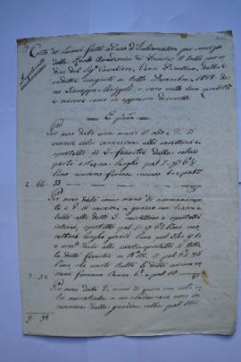 cahier des comptes et quittance pour les travaux du mois de décembre 1828, du badigeonneur Giusep...