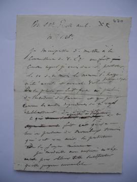 lettre de Jean-Victor Schnetz au comte Rossi, ambassadeur de France, fol. 470