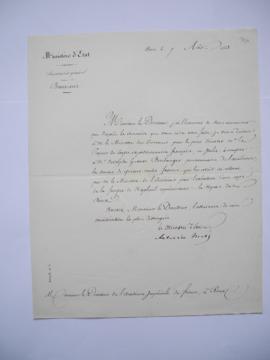 lettre informant de la rétribution pour le peintre Rodolphe Gustave Clarencé Boulanger pour la co...