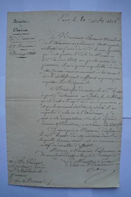 lettre signifiant le refus de la prolongation de pension du peintre Hesse, du ministre de l’Intér...