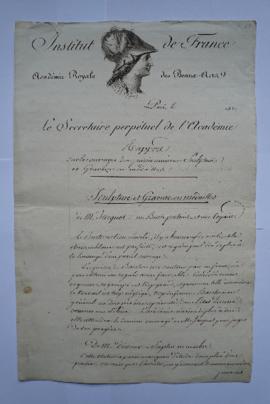 « Rapport sur les ouvrages des pensionnaires Sculpteurs et Graveurs en médailles [de l’année 1824...