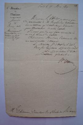 lettre renseignant sur un tableau que doit exécuter M. Ingres, du secrétaire d’État à Charles Thé...