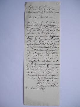 Lettre recommandant Orazio, fils de Giuseppe Mangianti, domestique à l’Académie
