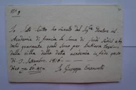 quittance pour la tonte de la Villa, de Giuseppe Emanuelli à Charles Thévenin, fol. 87